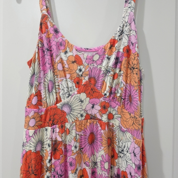 TORRID Super Soft Knit Jersey Floral Pink Orange Tiered Maxi Dress, Size 00, M/L - Picture 4 of 14